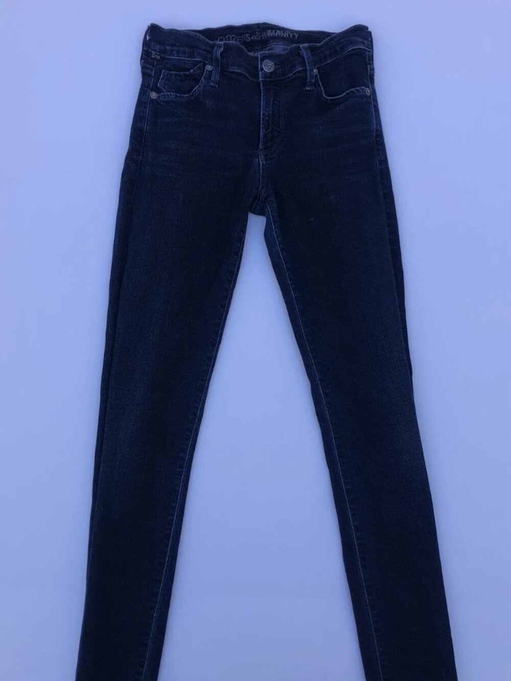 Citizens of Humanity Avedon Low Skinny Jeans Dark Wash Stretch Raw Hem Sz 28x